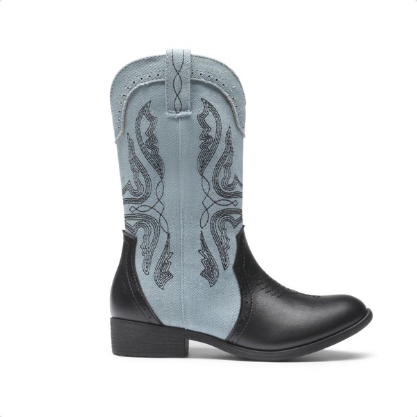 Kids Embroidery Western Cowboy Boots - BLUE-BLACK - 1